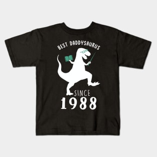 Best Dad 1988 T-Shirt DaddySaurus Since 1988 Daddy Teacher Gift Kids T-Shirt